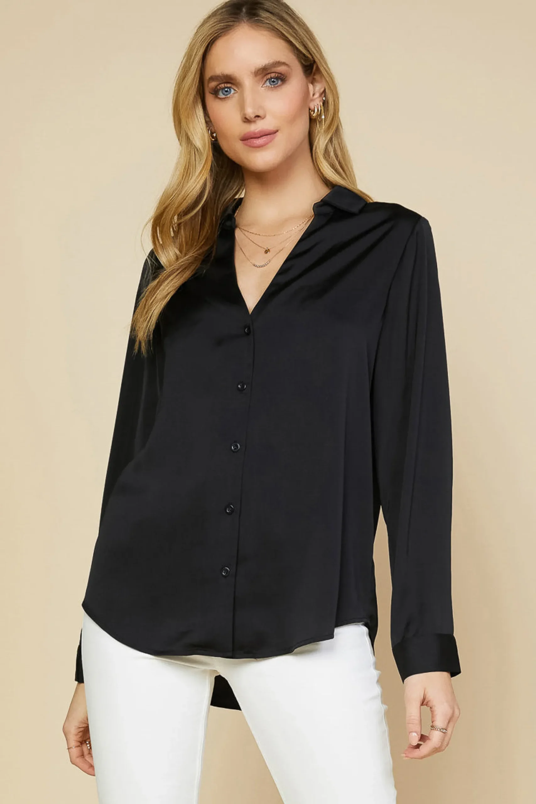 SKIES ARE BLUE Recycled Button Down Top* Blouses