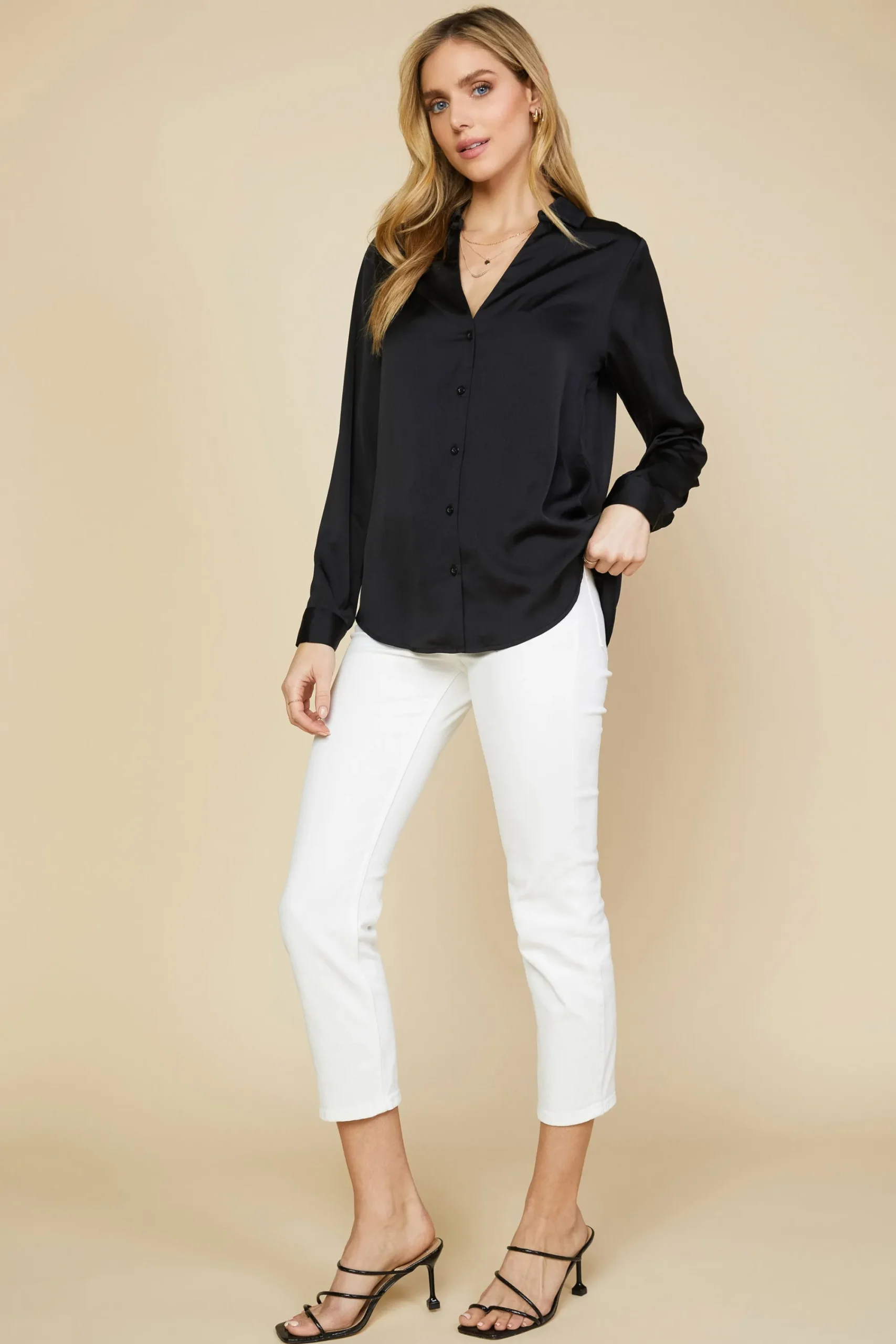 SKIES ARE BLUE Recycled Button Down Top* Blouses