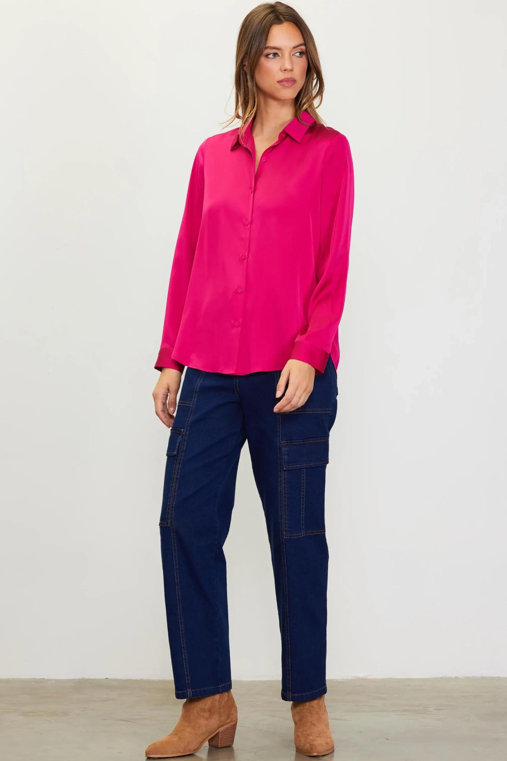SKIES ARE BLUE Recycled Classic Button Down Top* Blouses|Long Sleeve Tops