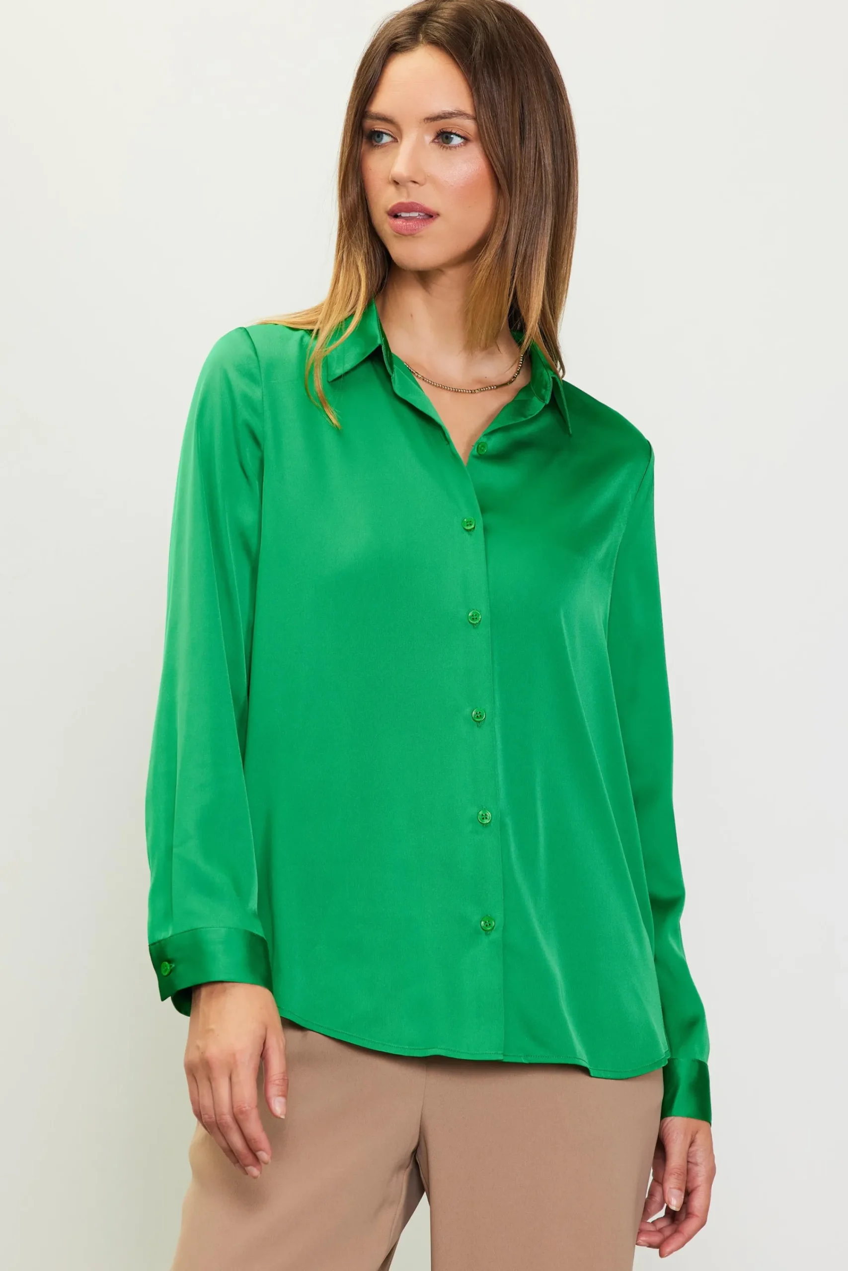 SKIES ARE BLUE Recycled Classic Button Down Top* Blouses|Long Sleeve Tops