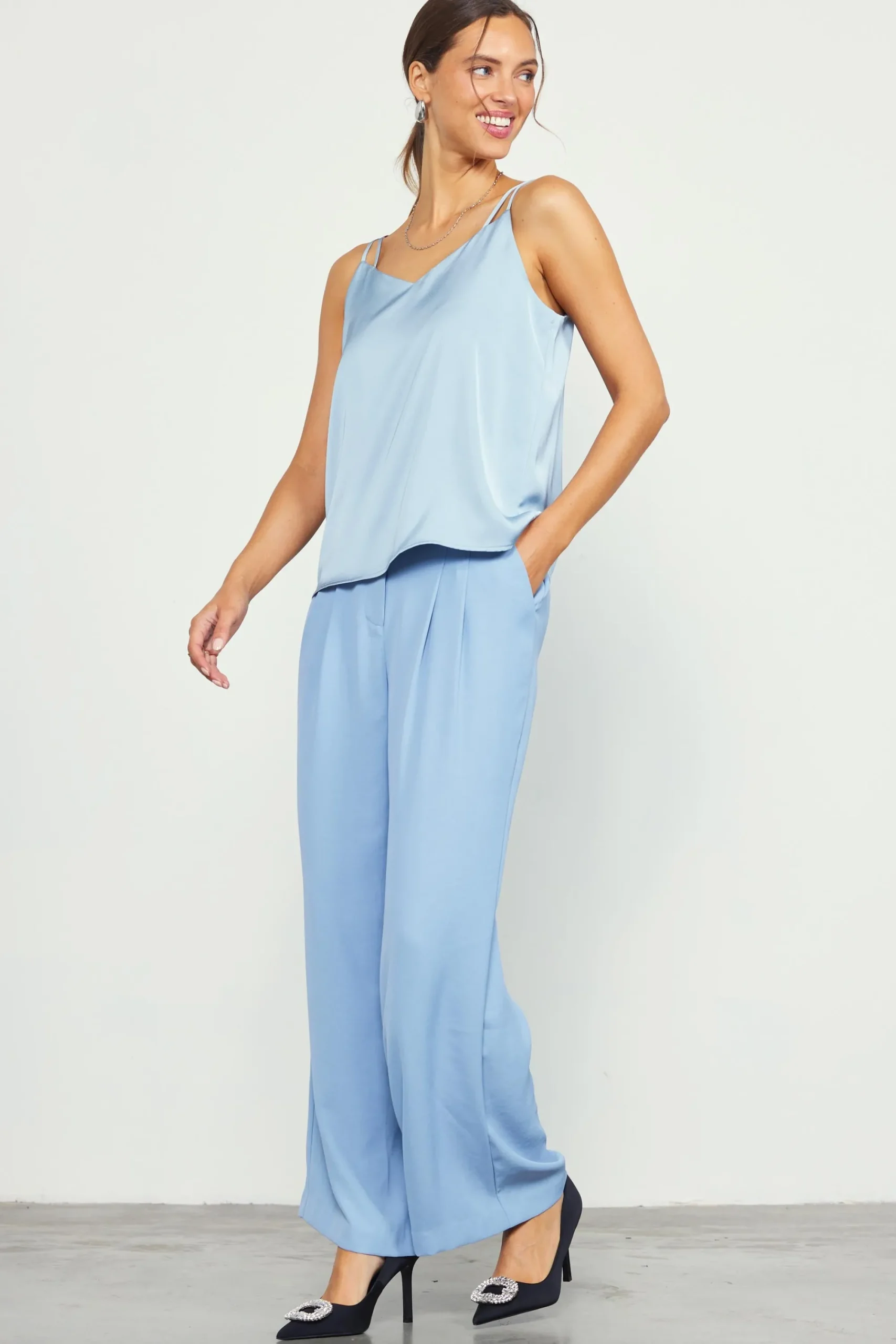 SKIES ARE BLUE Recycled Double Strap Cami* Sleeveless Tops