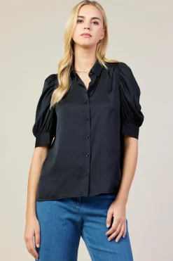 SKIES ARE BLUE Recycled Shirred Sleeve Blouse* Blouses|Short Sleeve Tops