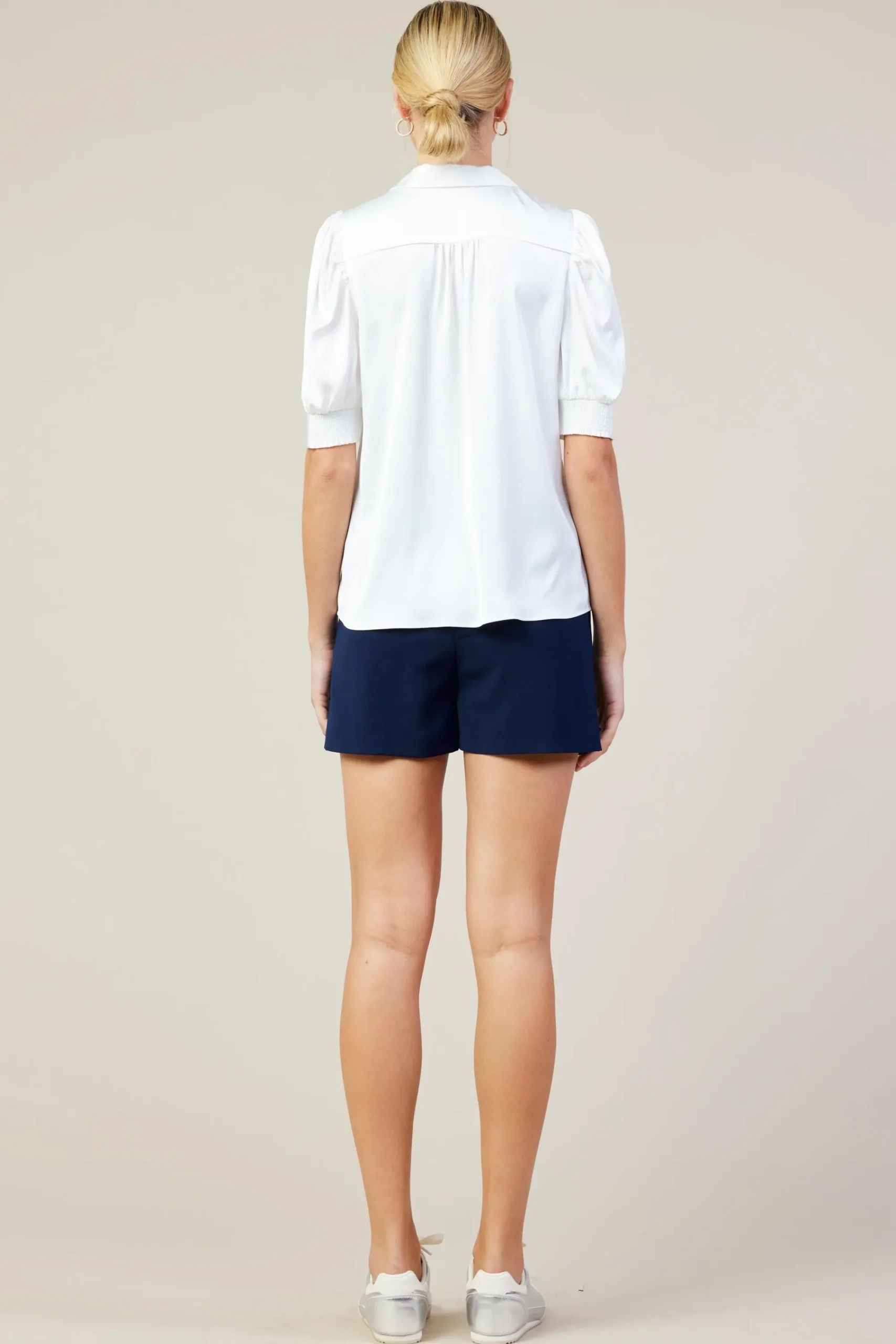 SKIES ARE BLUE Recycled Shirred Sleeve Blouse* Blouses|Short Sleeve Tops