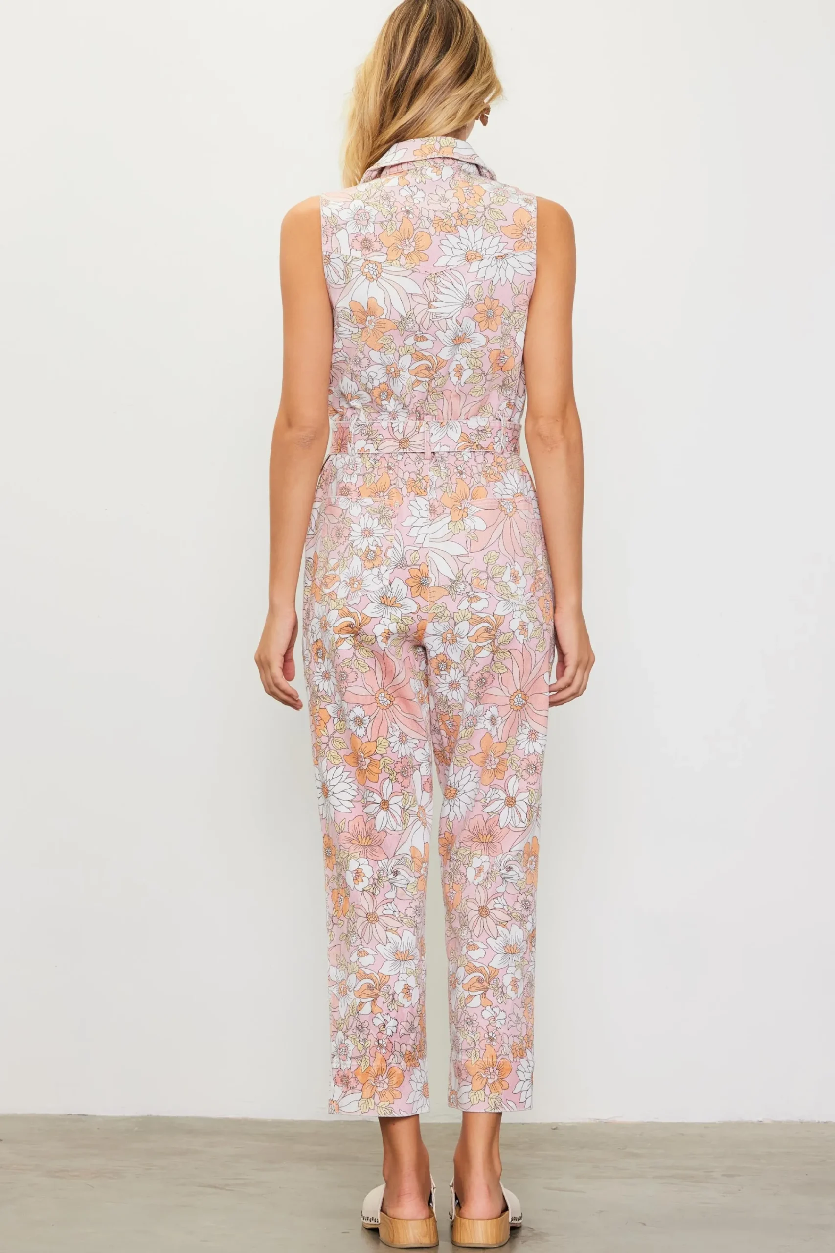 SKIES ARE BLUE Retro Floral Belted Zip Jumpsuit* Jumpsuits