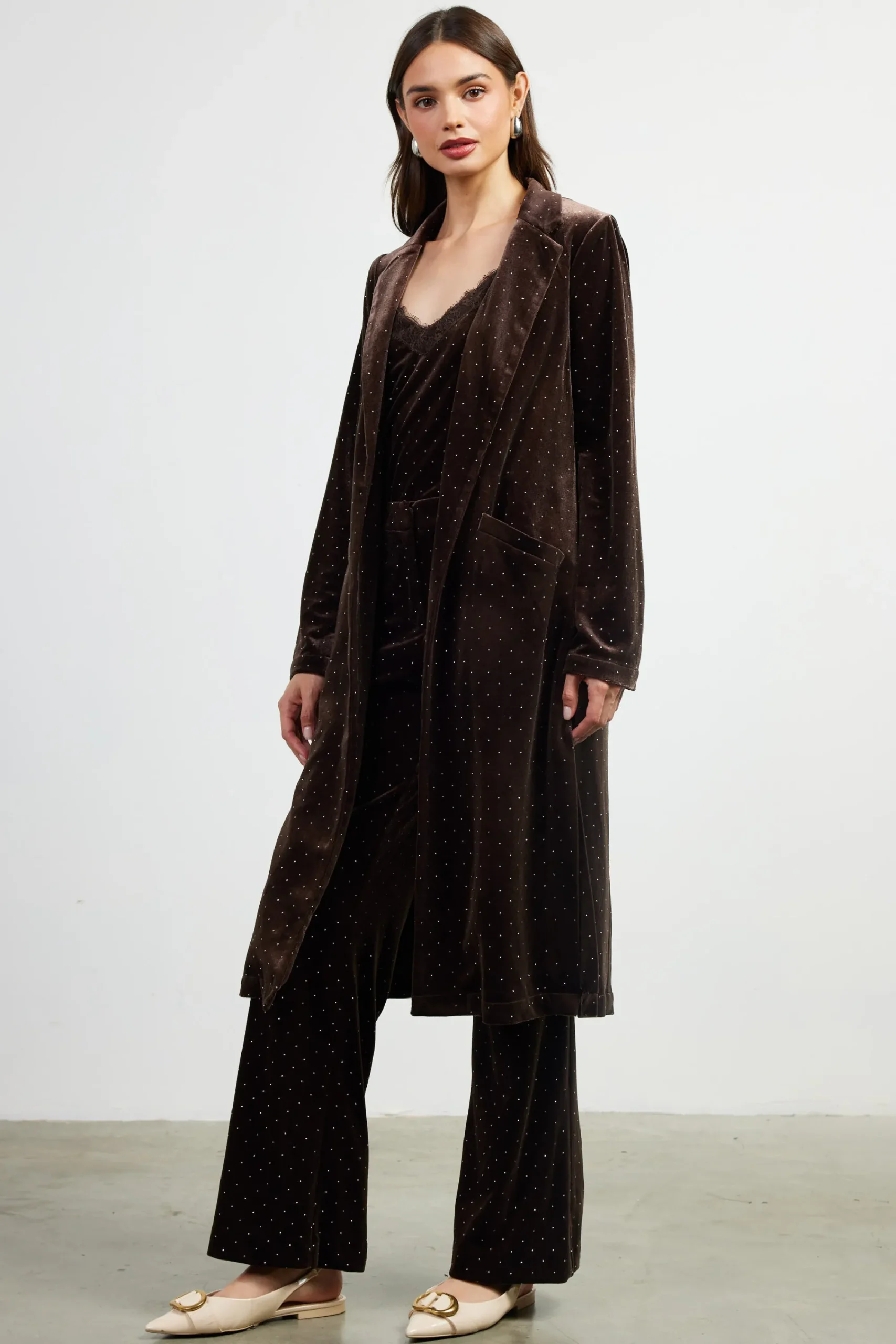 SKIES ARE BLUE Rhinestone Velvet Duster* Outerwear