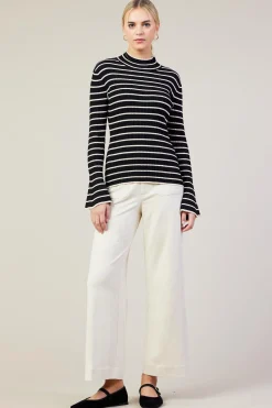 SKIES ARE BLUE Ribbed Flared Longsleeve Top* Long Sleeve Tops