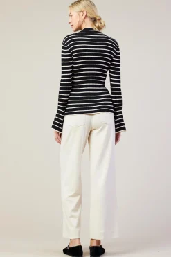 SKIES ARE BLUE Ribbed Flared Longsleeve Top* Long Sleeve Tops