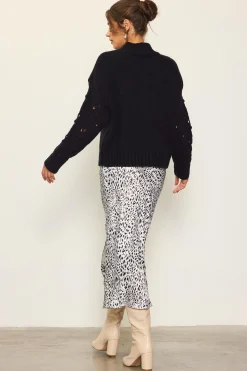 SKIES ARE BLUE Ribbed Mock Neck Sweater* Sweaters