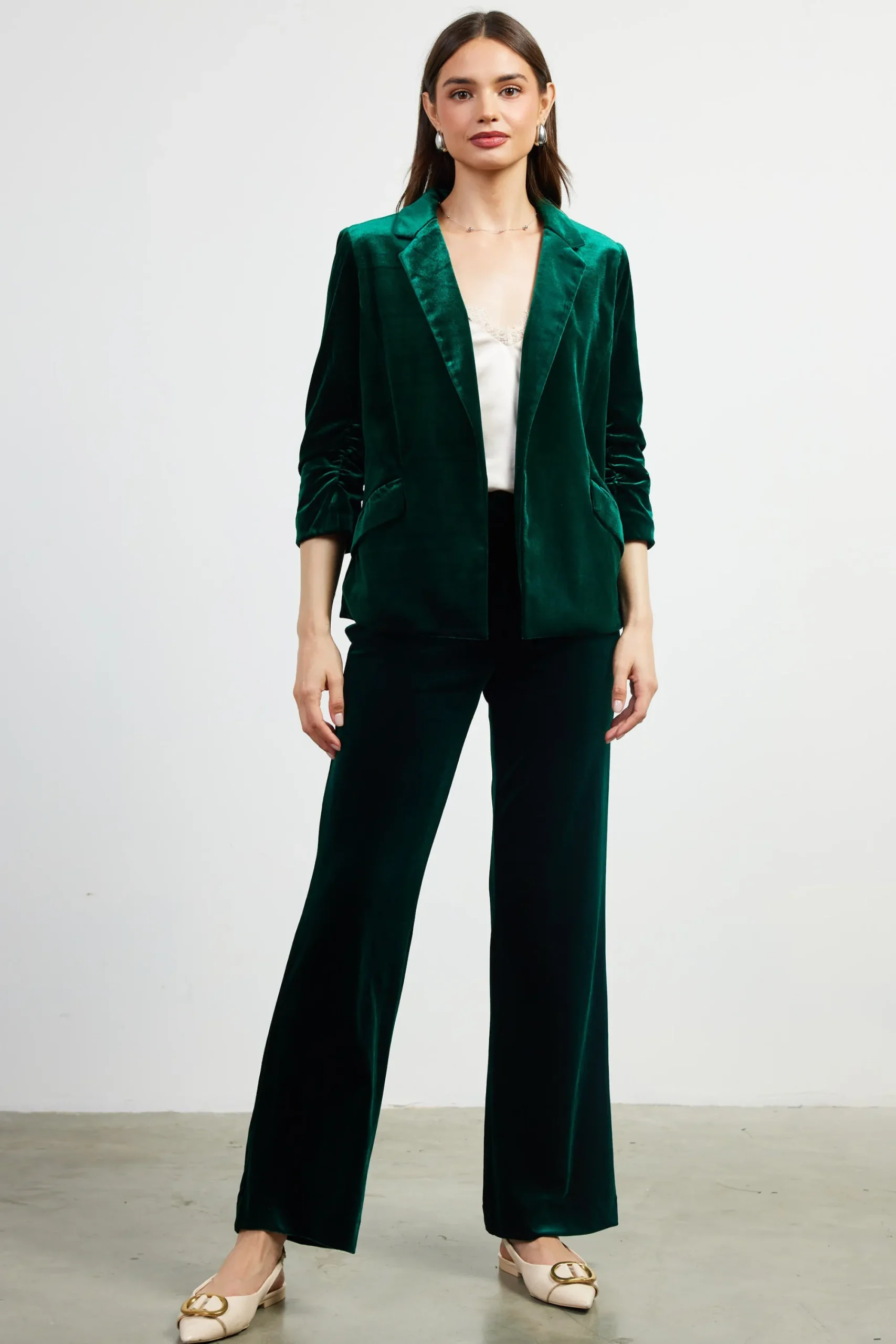 SKIES ARE BLUE Ruched Velvet Blazer* Blazers