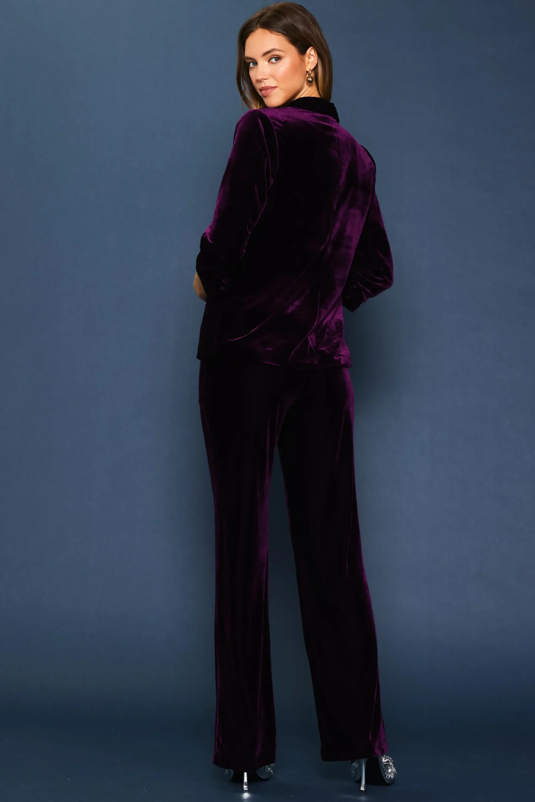 SKIES ARE BLUE Ruched Velvet Blazer* Blazers