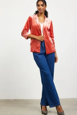 SKIES ARE BLUE Ruched Velvet Blazer* Blazers