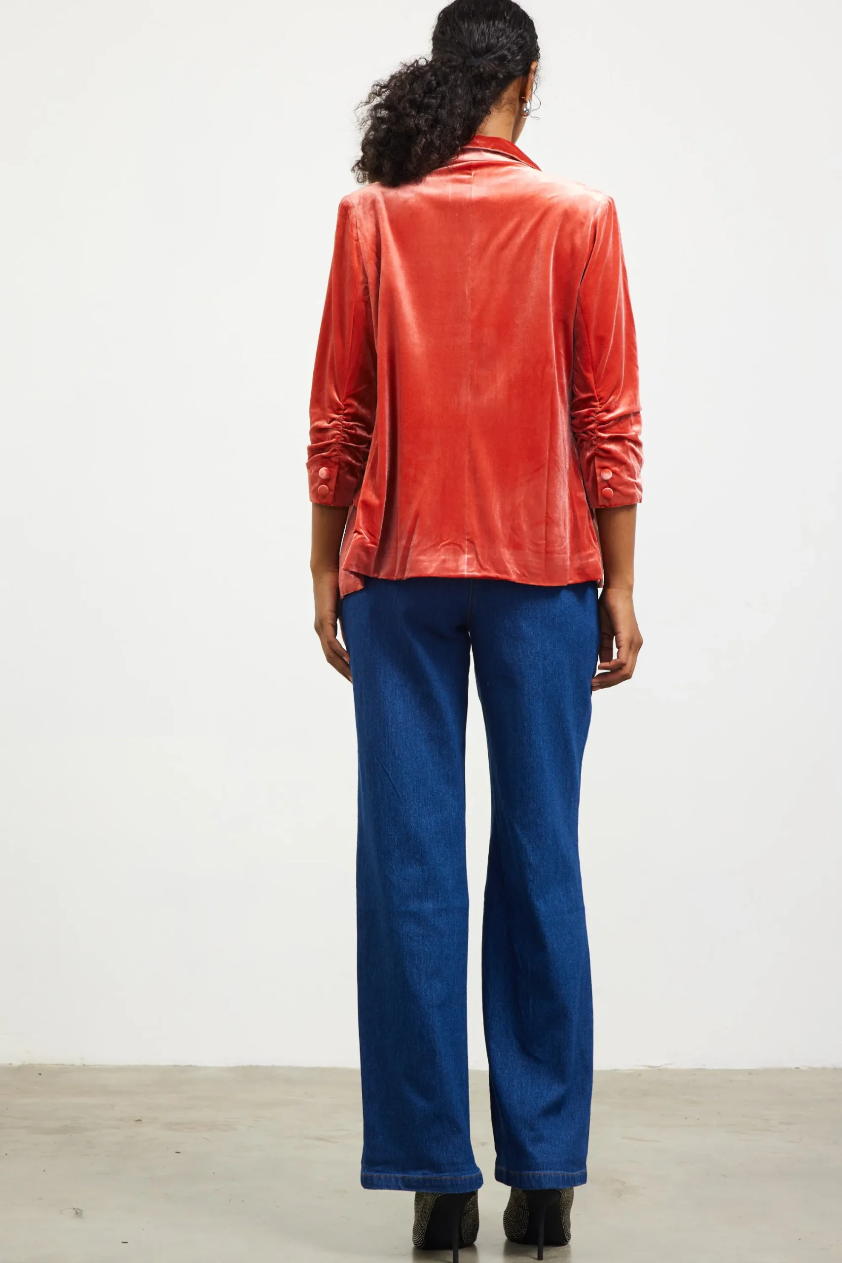 SKIES ARE BLUE Ruched Velvet Blazer* Blazers