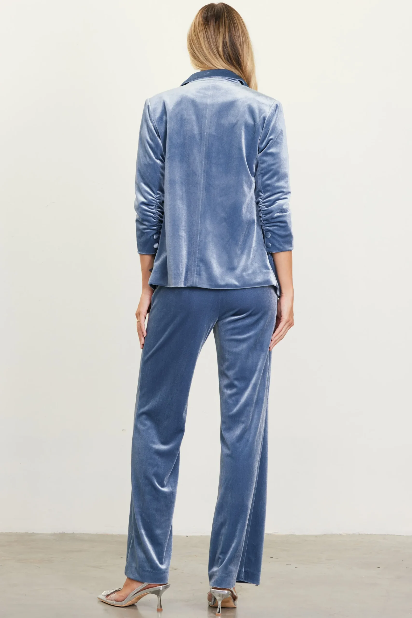 SKIES ARE BLUE Ruched Velvet Blazer* Blazers