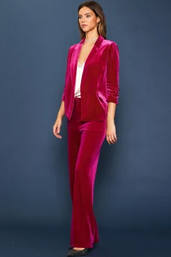 SKIES ARE BLUE Ruched Velvet Blazer* Blazers