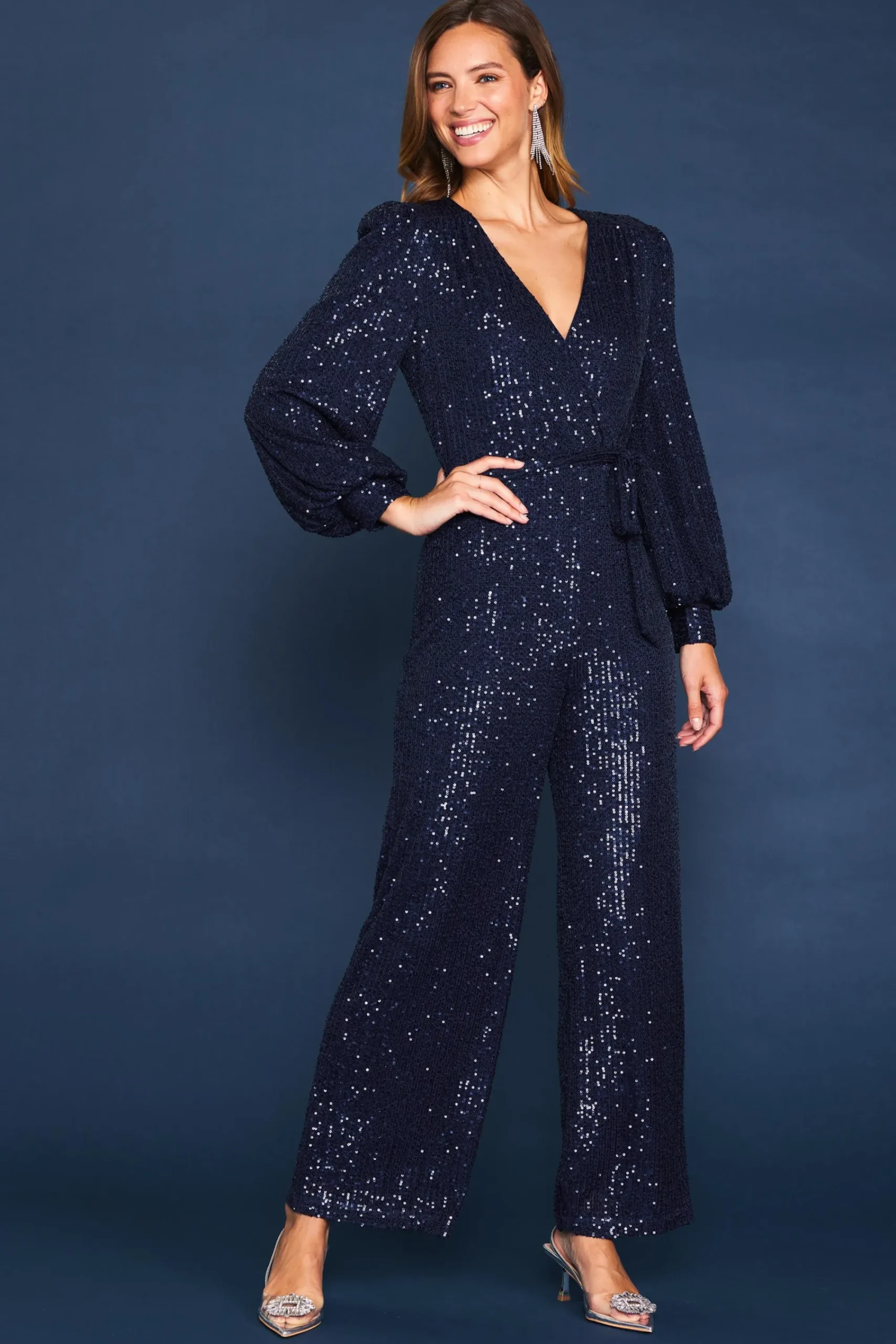 SKIES ARE BLUE Sequin Wrap Jumpsuit* Jumpsuits