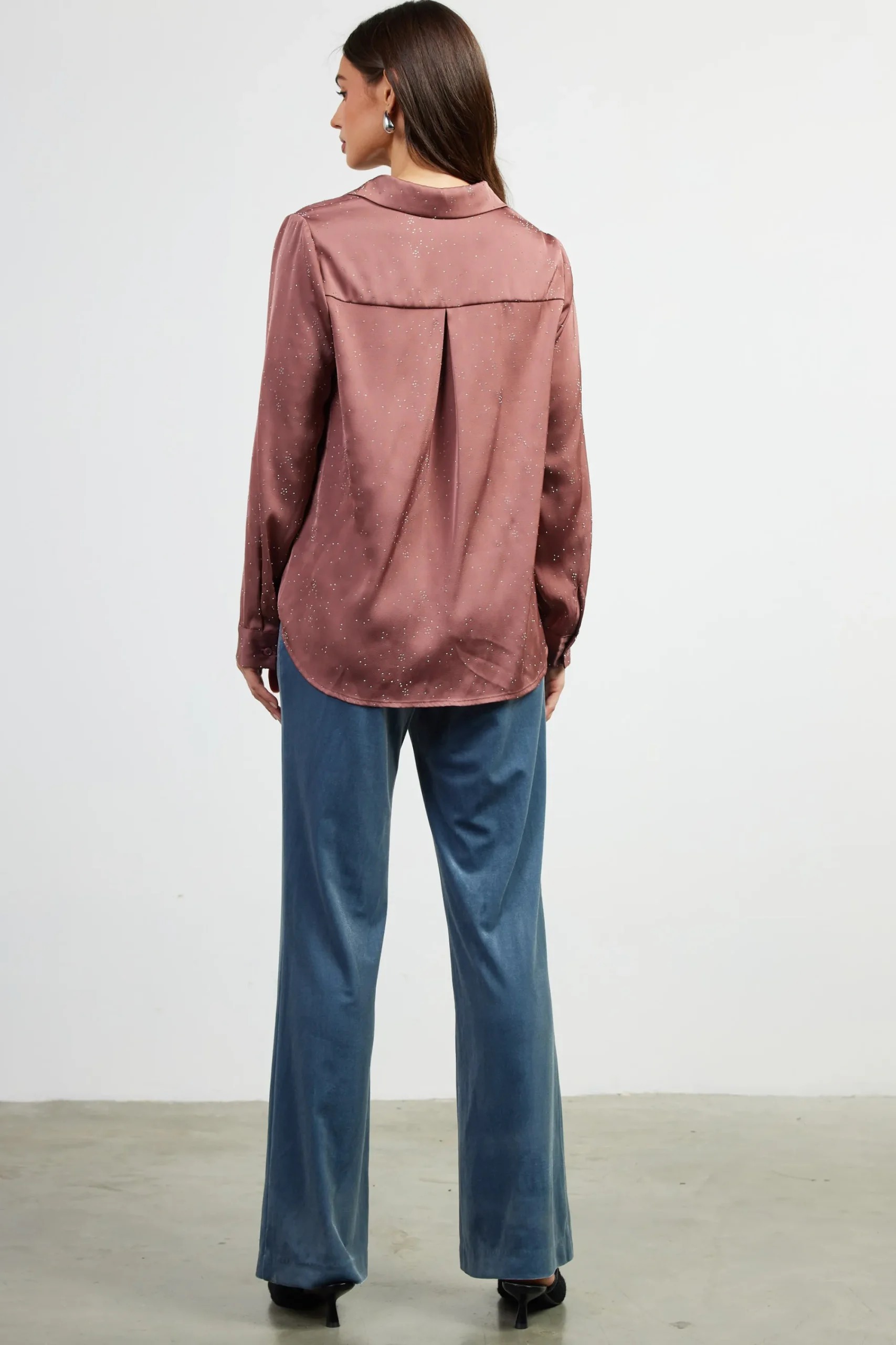SKIES ARE BLUE Shimmery Button Down Blouse* Blouses|Long Sleeve Tops