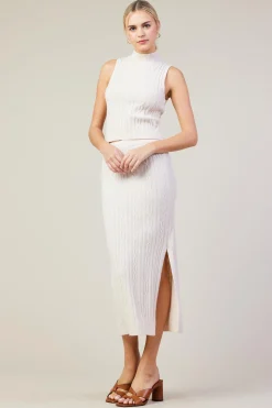 SKIES ARE BLUE Sleeveless Mock Neck Cable Knit Sweater* Sleeveless Tops|Sweaters