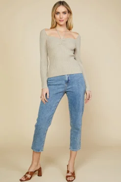 SKIES ARE BLUE Strappy Halter Ribbed Sweater* Sweaters