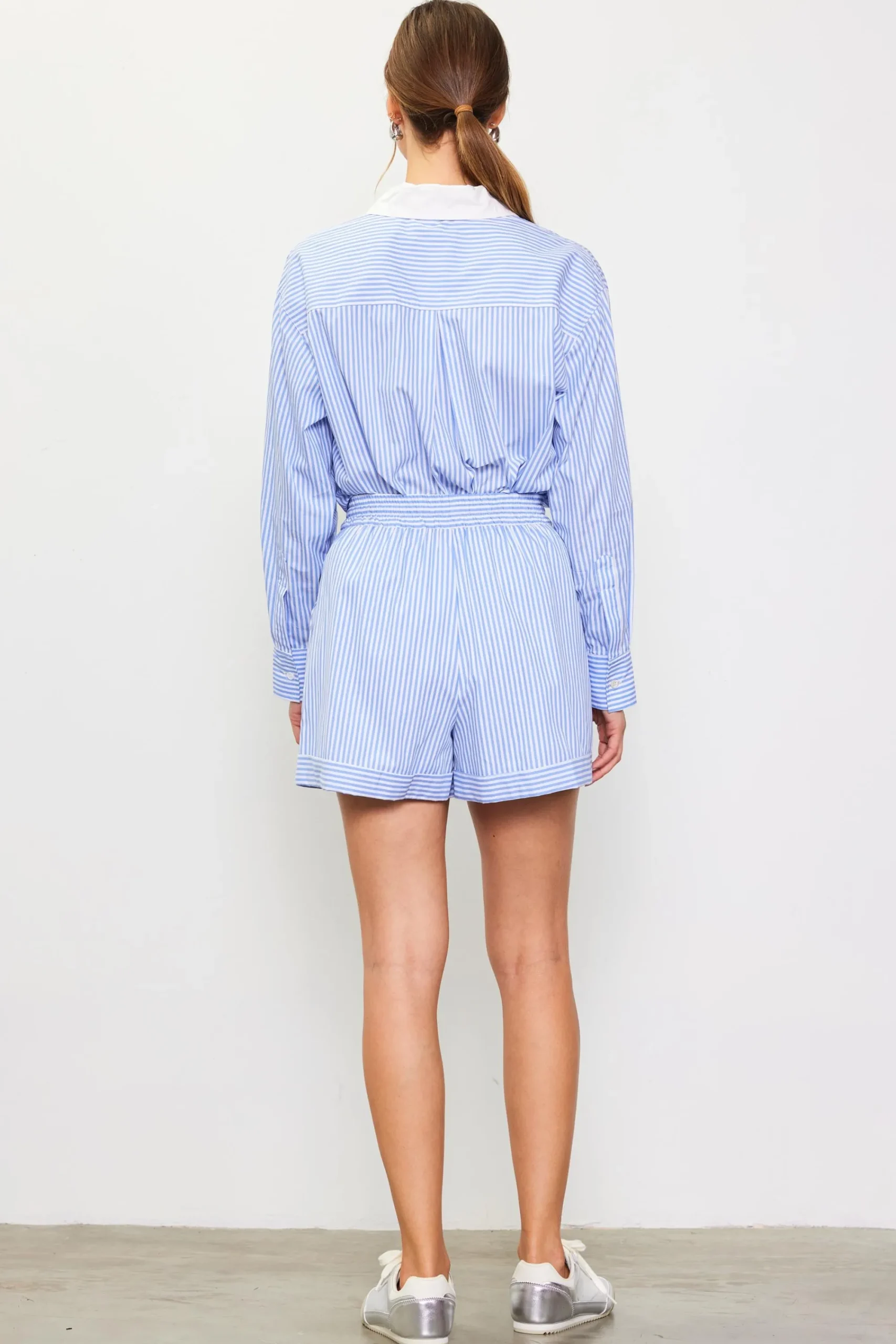 SKIES ARE BLUE Striped High Waisted Shorts* Shorts