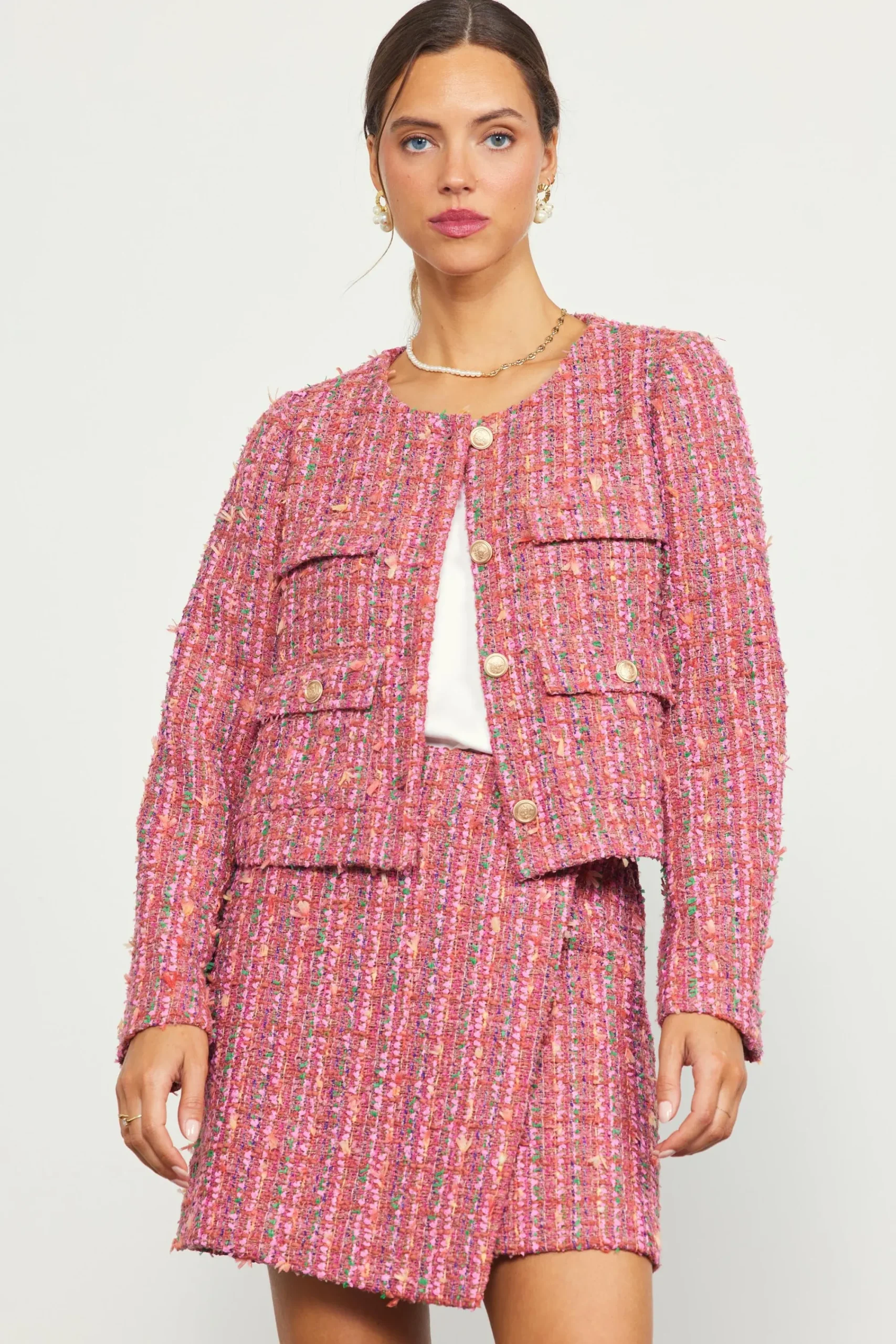 SKIES ARE BLUE Tweed Structured Jacket* Outerwear|Blazers