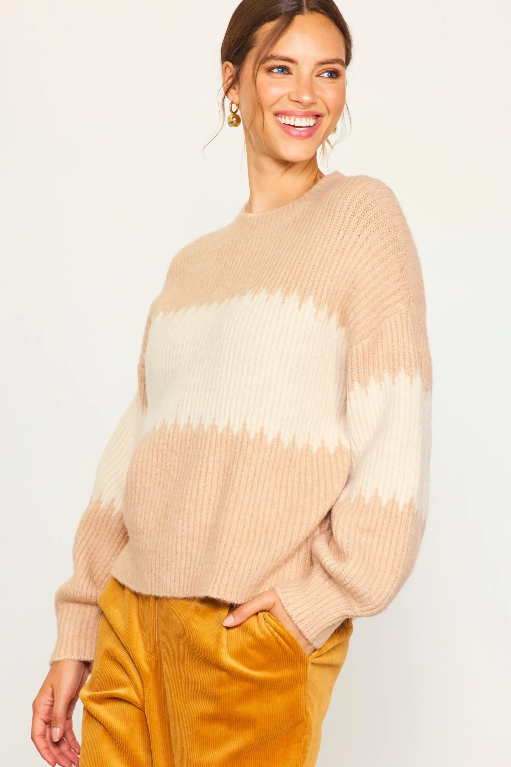 SKIES ARE BLUE Two Tone Mock Neck Sweater* Sweaters