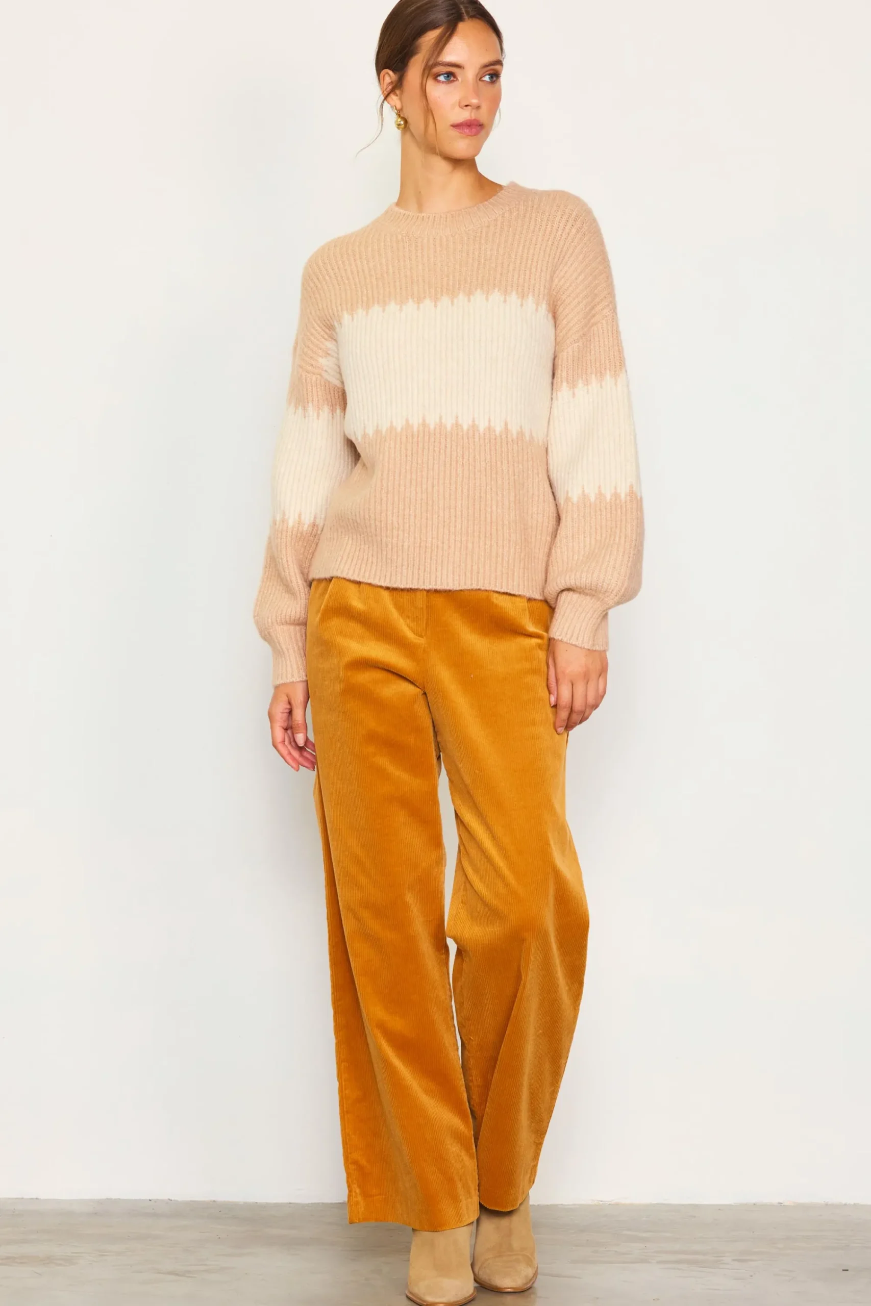 SKIES ARE BLUE Two Tone Mock Neck Sweater* Sweaters