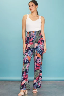 SKIES ARE BLUE Ula Print Smocked Waist Pants* Pants