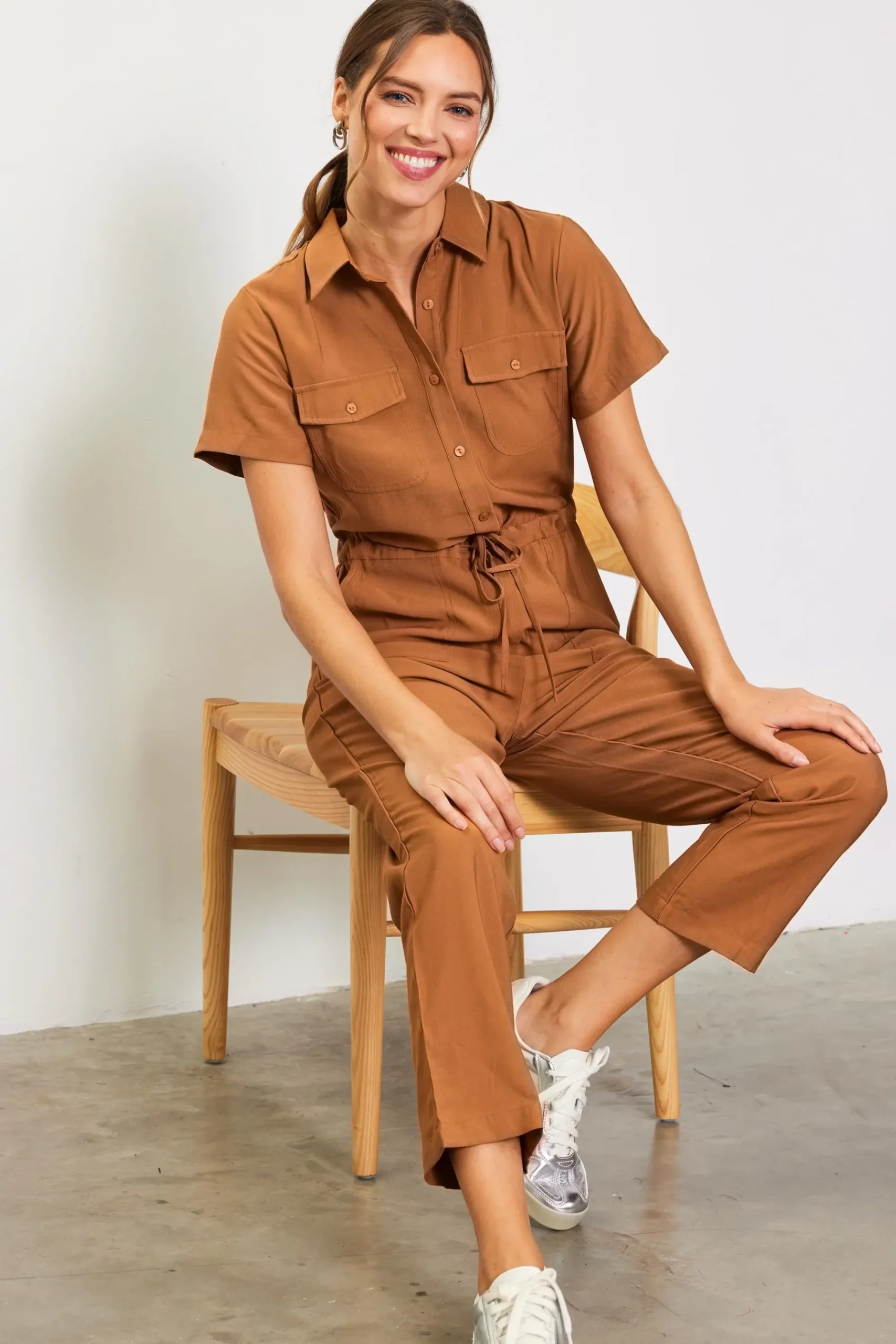 SKIES ARE BLUE Utility Short Sleeve Jumpsuit* Jumpsuits