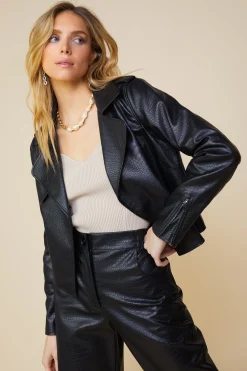 SKIES ARE BLUE Vegan Leather Biker Jacket* Outerwear