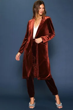 SKIES ARE BLUE Velvet Duster Coat* Outerwear