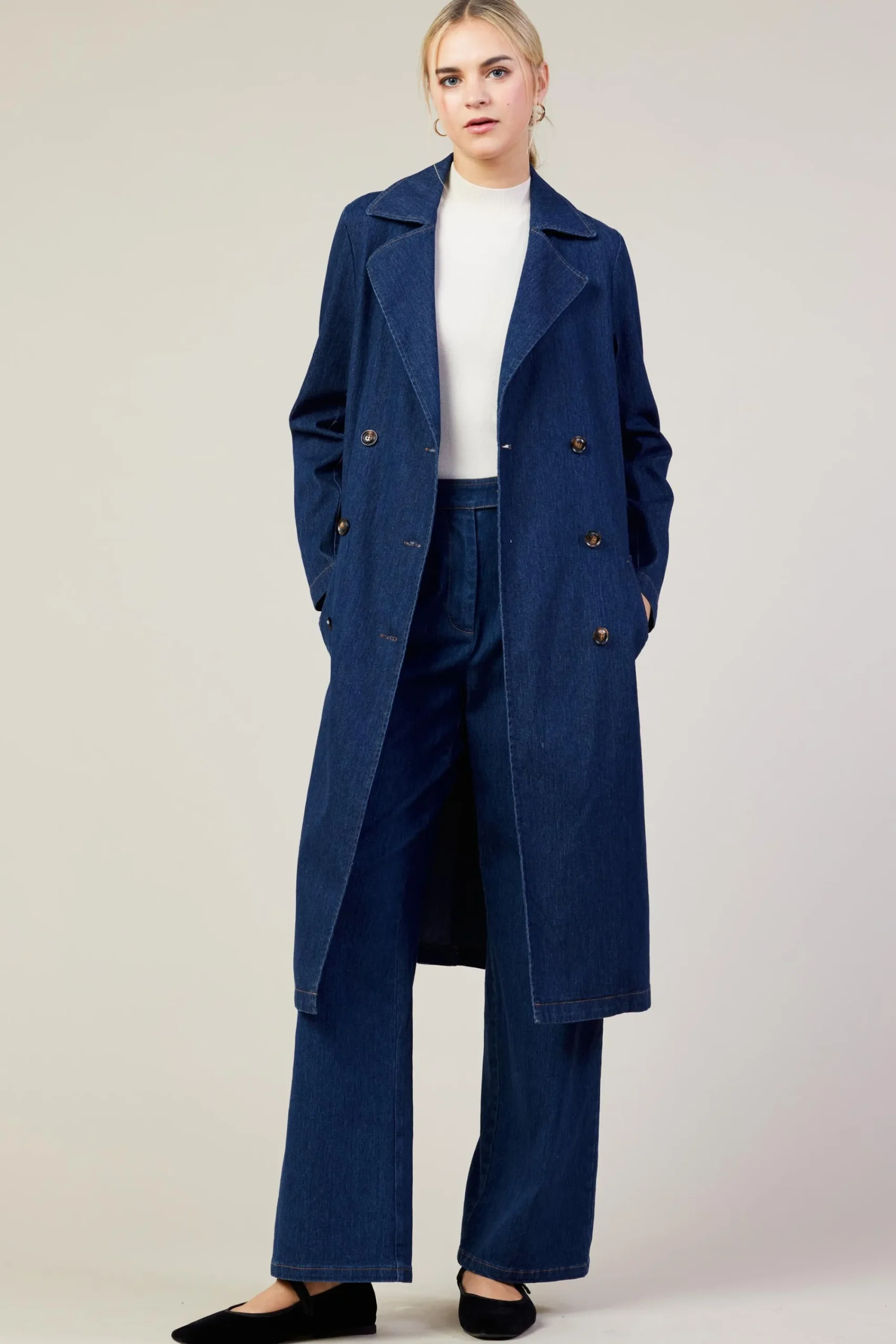SKIES ARE BLUE Washed Denim Pants* Pants