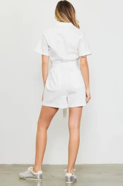 SKIES ARE BLUE Washed Twill Utility Romper* Jumpsuits